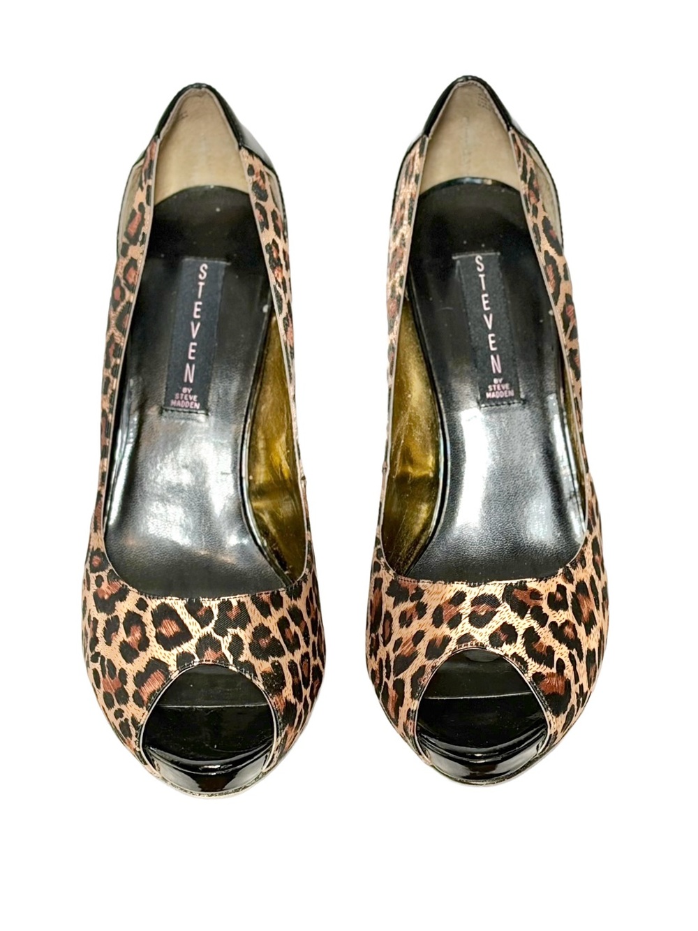Steve Madden Revue Leopard Print Peep-Toe Platform Heels, 10M, 4 3/4 Inch Heels - Picture 5 of 15